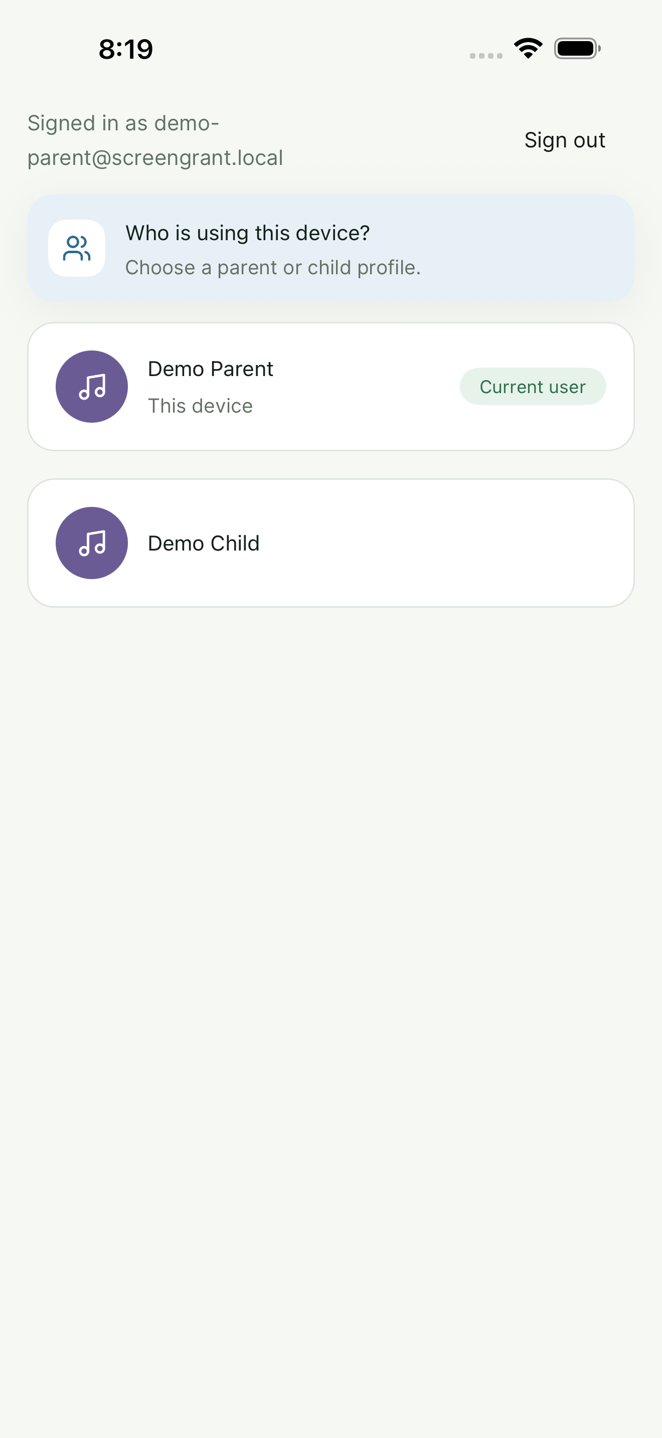 ScreenGrant profile switcher screenshot